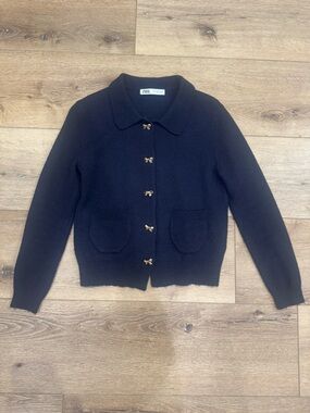 Zara Navy Bow Cardigan